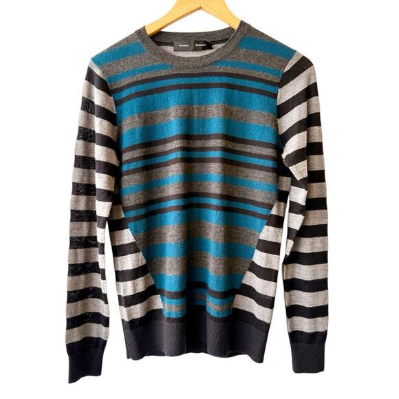Proenza Schouler Crewneck Sweater Cashmere Silk Wool Size Small Striped Grey - Picture 1 of 9